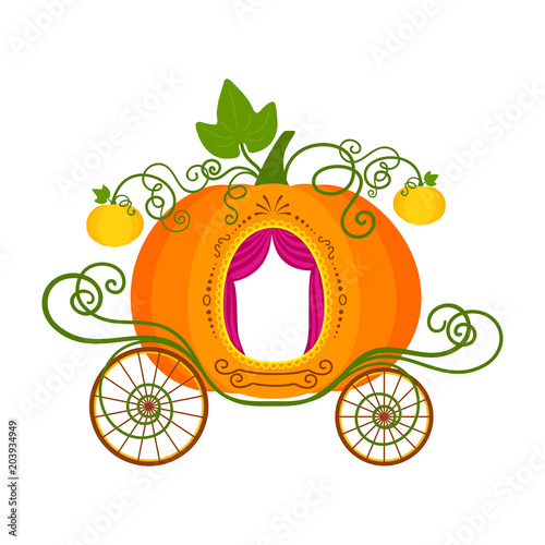 Vector illustration of pumpkin carriage isolated on white background