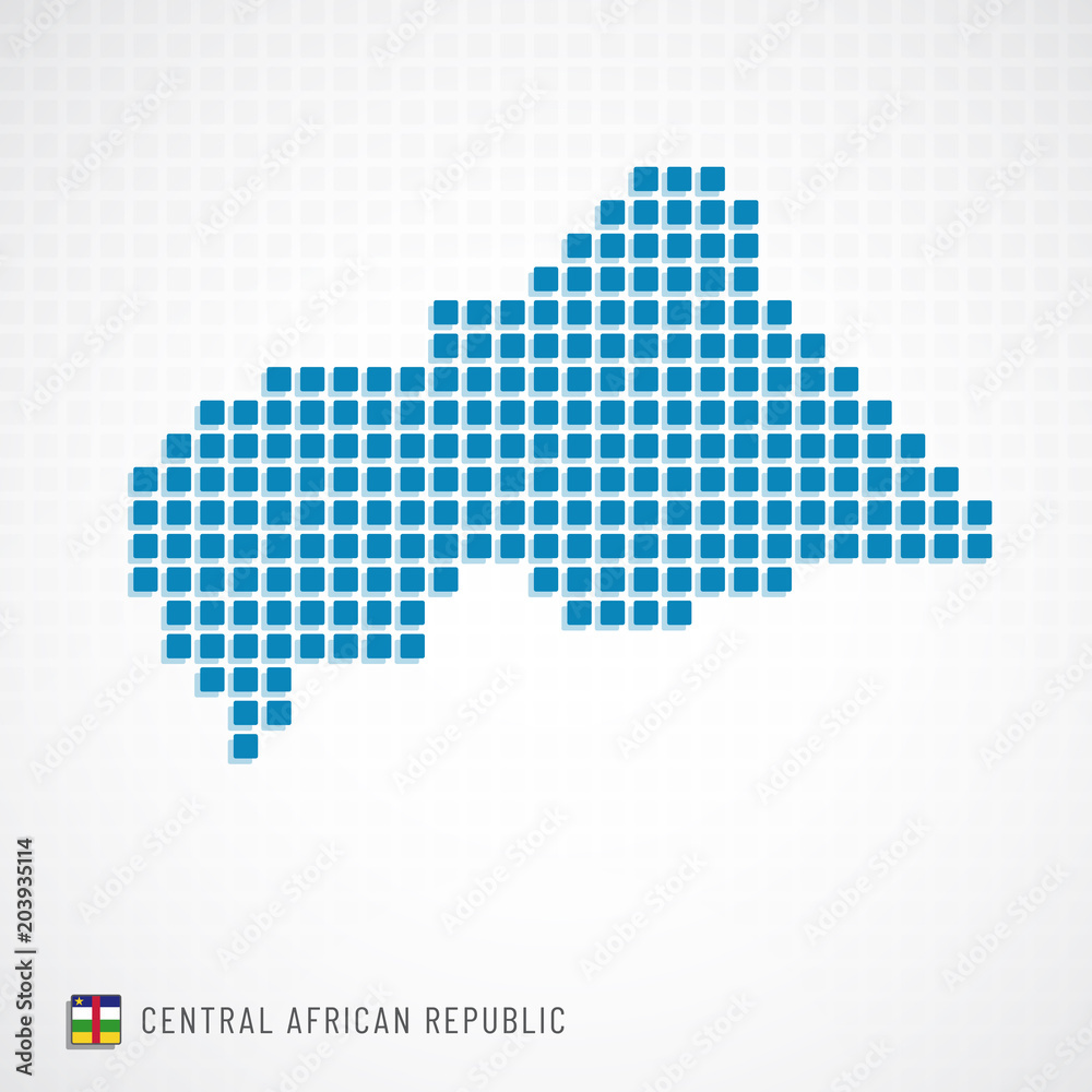 Central African Republic map and flag icon