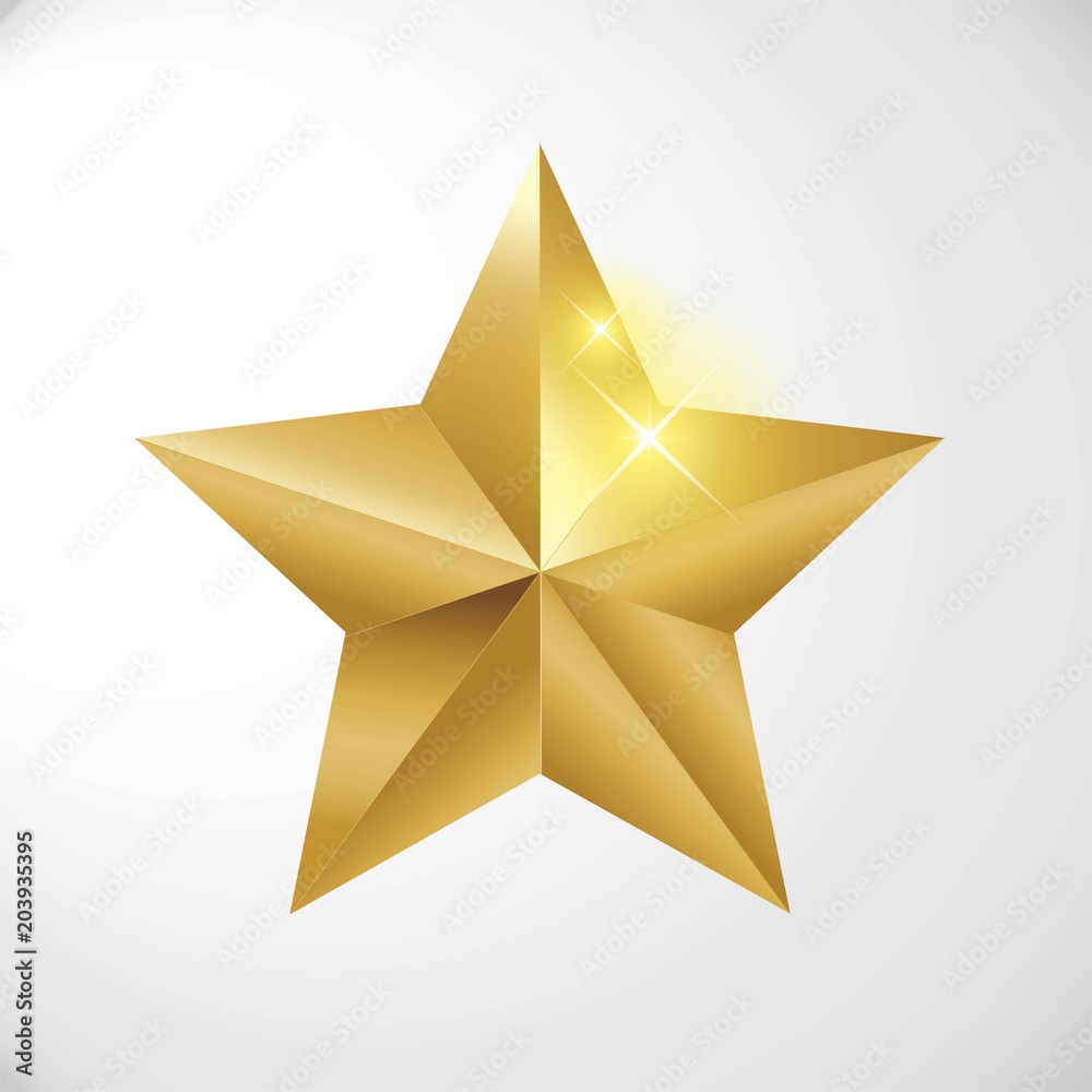 Star rating realistic gold star set vector Star rating realistic gold star set vector