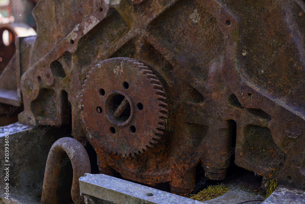 Rusted old cogwheel.