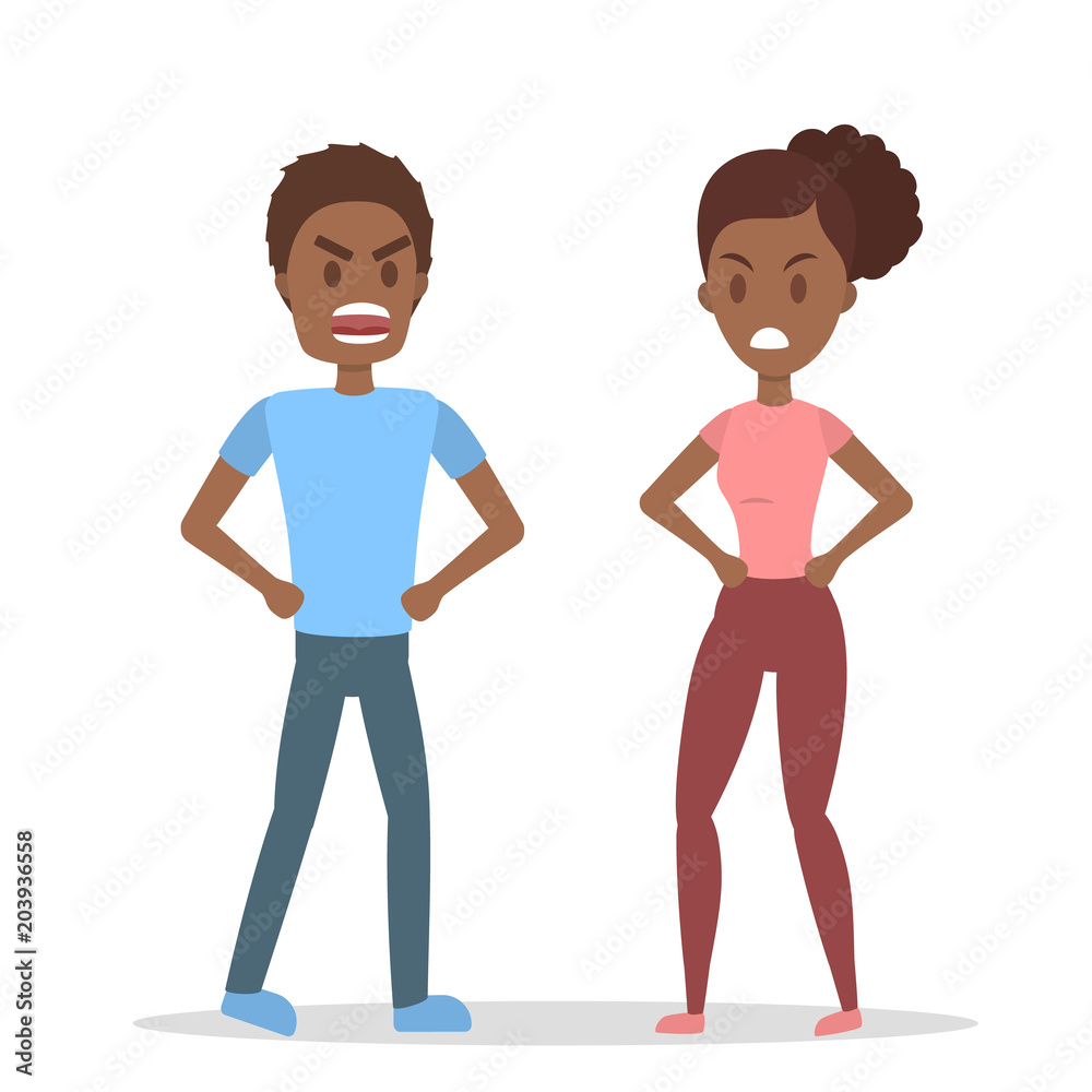 Angry couple set. Angry couple set.
