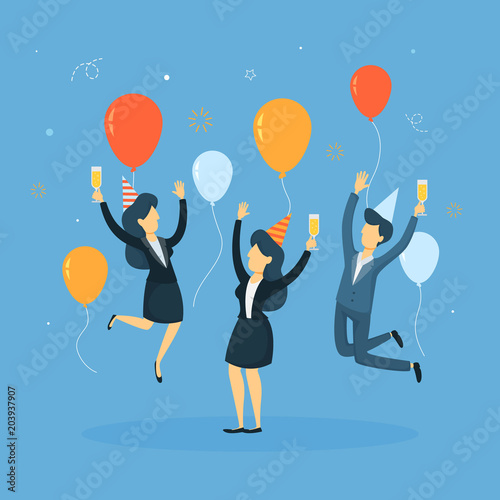 Business people celebrating.