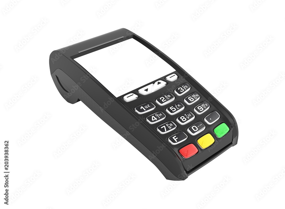 card payment terminal POS terminal with empty screen isolated on white background 3d render without shadow card payment terminal POS terminal with empty screen isolated on white background 3d render without shadow