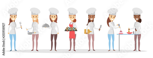 Cartoon chefs set.