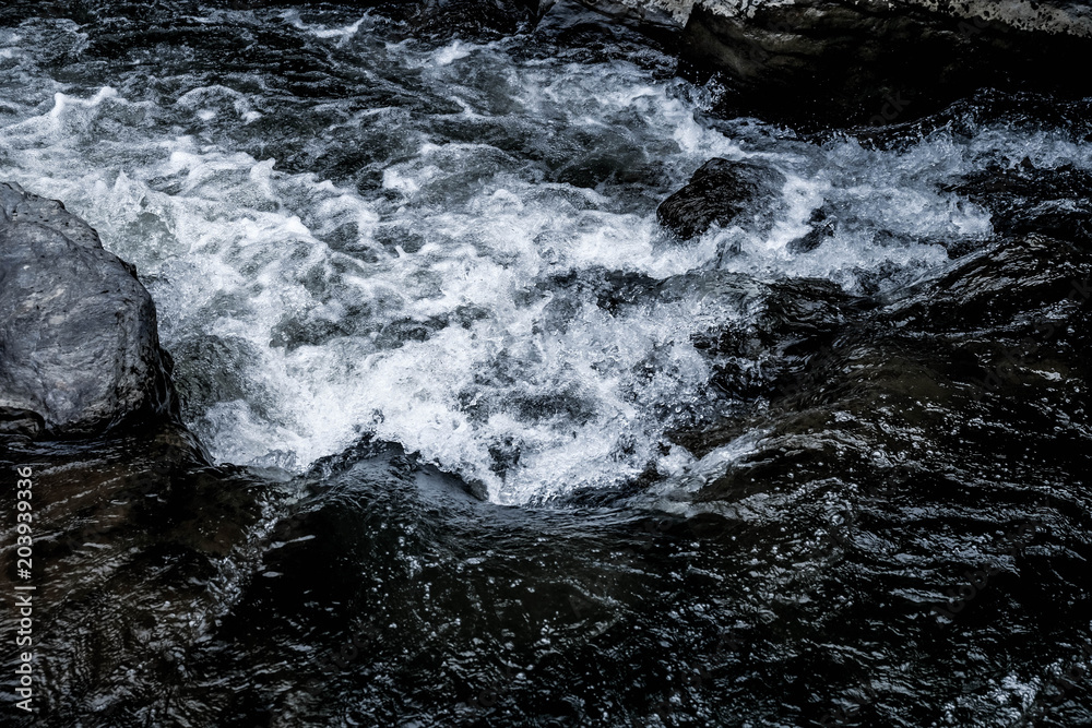 Abstract dark blue Waterfall wave water background texture