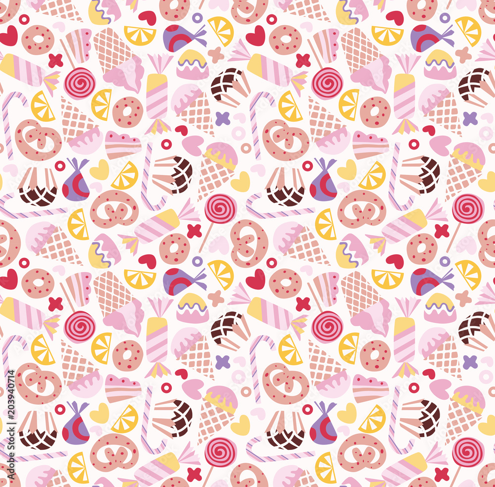 Sweets seamless doodle pattern