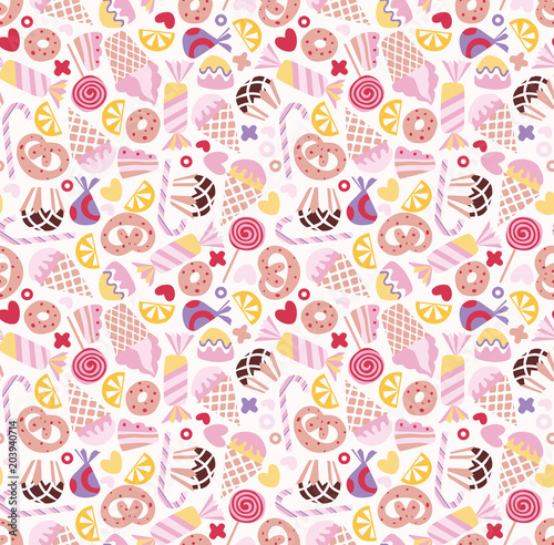 Sweets seamless doodle pattern