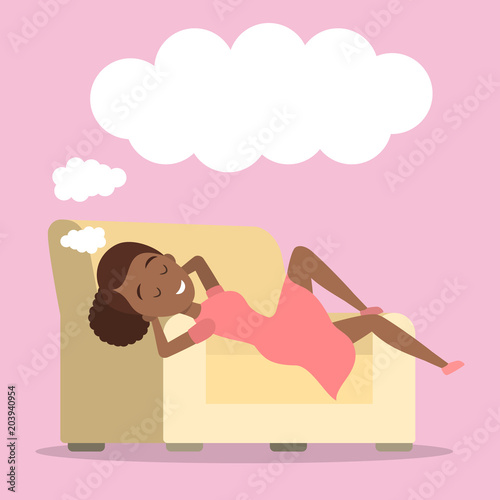 Woman relaxing and dreaming.