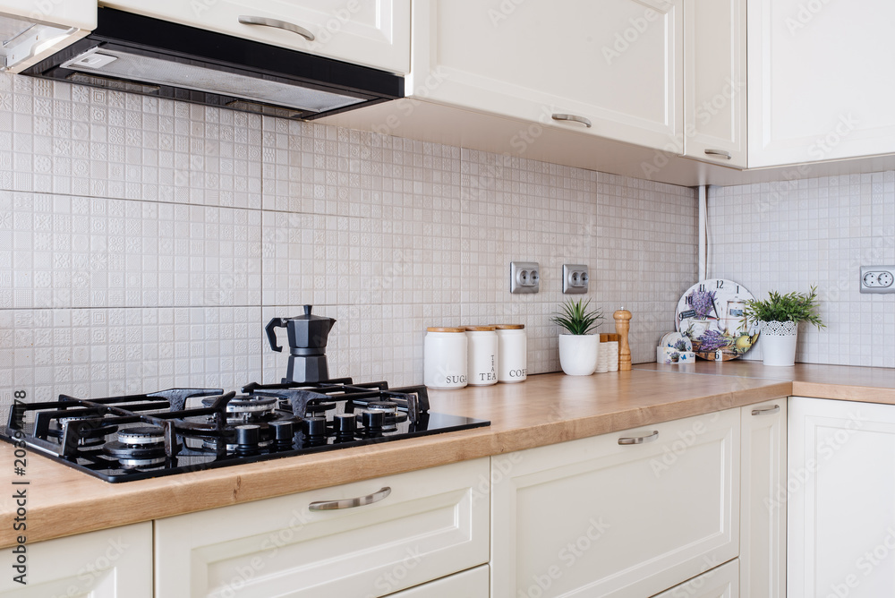 details of kitchen interior in new luxury home, residential decoration details of kitchen interior in new luxury home, residential decoration