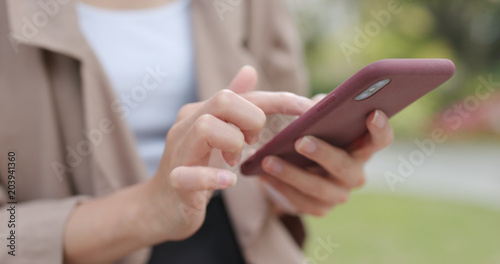 Close up of woman using smart phone