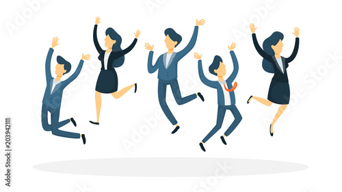 Business people jumping.