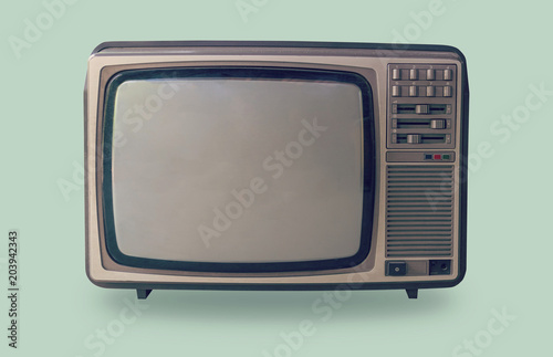 Retro television on pastel color background.