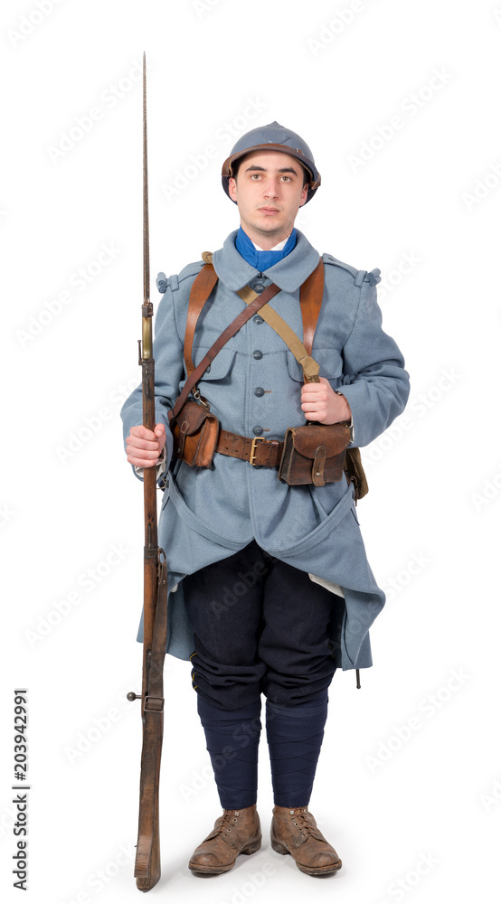 French soldier 1914 1918, November 11th, on white French soldier 1914 1918, November 11th, on white