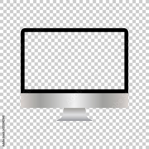 Realistic computer monitor isolated on transparent background. Vector mockup. Vector illustration.