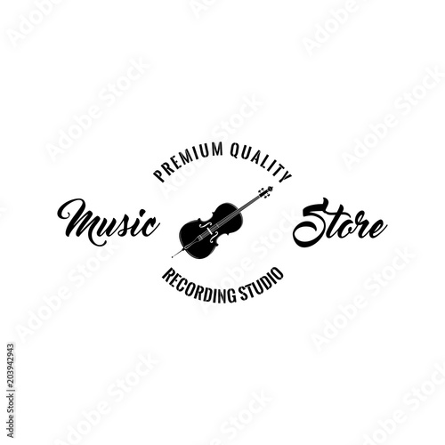 Violin icon. Music storelabel logo emblem. Musical instrument Symbol. Premium quality. Vector. photo