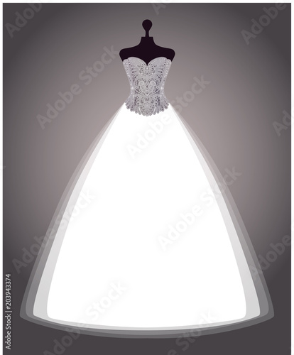 White satin wedding dress with lace corset