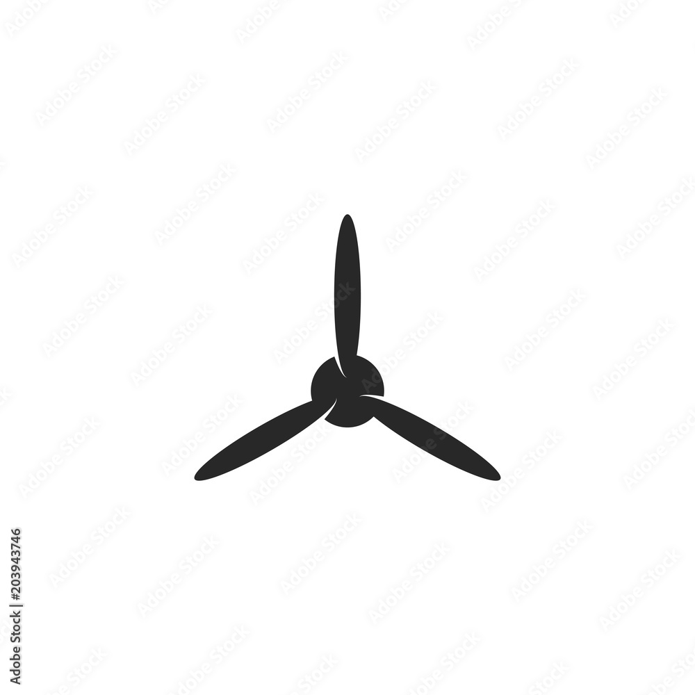 Blades propeller logo of airplane on white background. Wind energy icon.