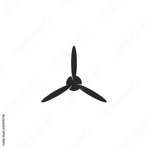 Blades propeller logo of airplane on white background. Wind energy icon.