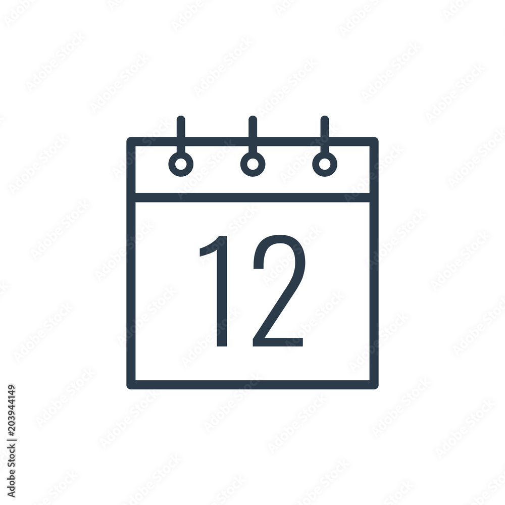 Linear icon of the twelfth day of the calendar.