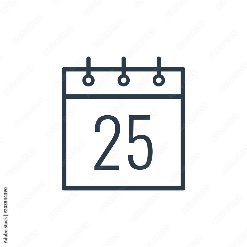 Linear icon of the Twenty-fifth day of the calendar. Linear icon of the Twenty-fifth day of the calendar.