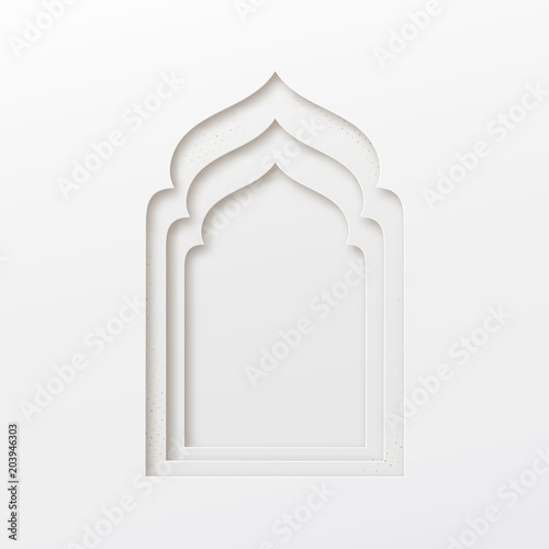 Arabic window design. Ramadan Kareem greeting card.