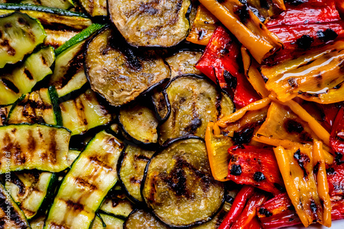 grilled summer colored vegetables photo
