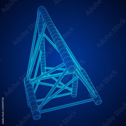 Truss girder element. Wireframe low poly mesh vector illustration.