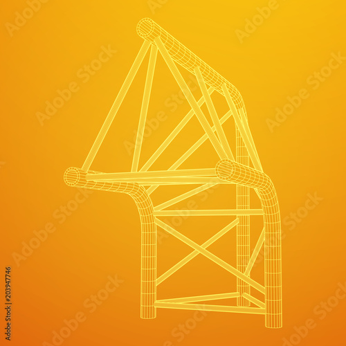 Truss girder element. Wireframe low poly mesh vector illustration.