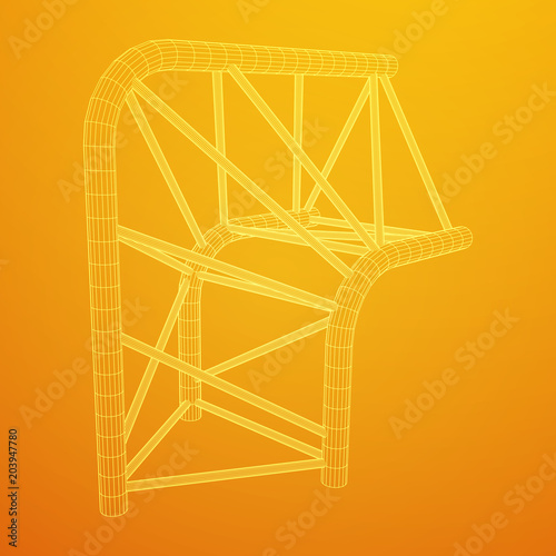 Truss girder element. Wireframe low poly mesh vector illustration.
