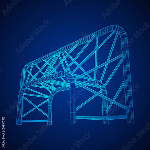 Truss girder element. Wireframe low poly mesh vector illustration.