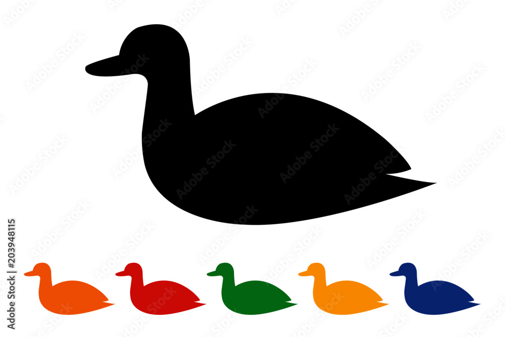 Duck icon, black silhouette on white background Duck icon, black silhouette on white background