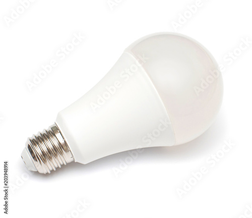 LED lamp bulb isolated on white background. New modern technologies, energy super saving