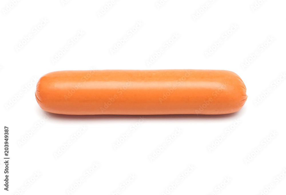 Sausage isolated on white background. Flat lay, top view Sausage isolated on white background. Flat lay, top view