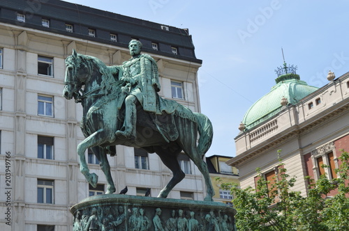 Belgrade's downtown, monument of Prince Michael