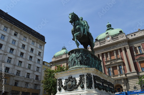 Republic's square in Belgrade, famous monument 
