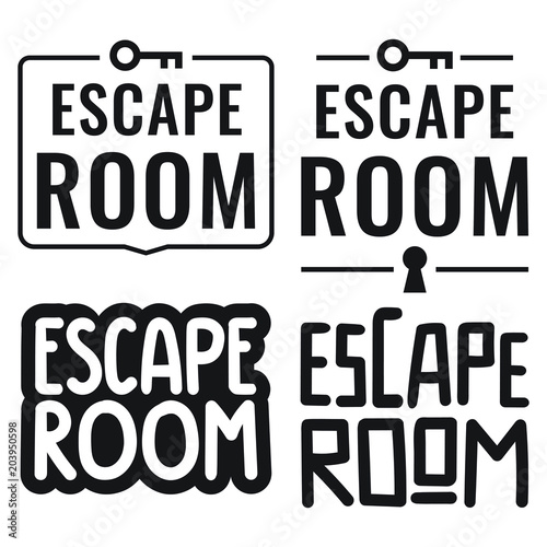 Escape room. Badges  icons  stamps set. Vector illustrations on white background.