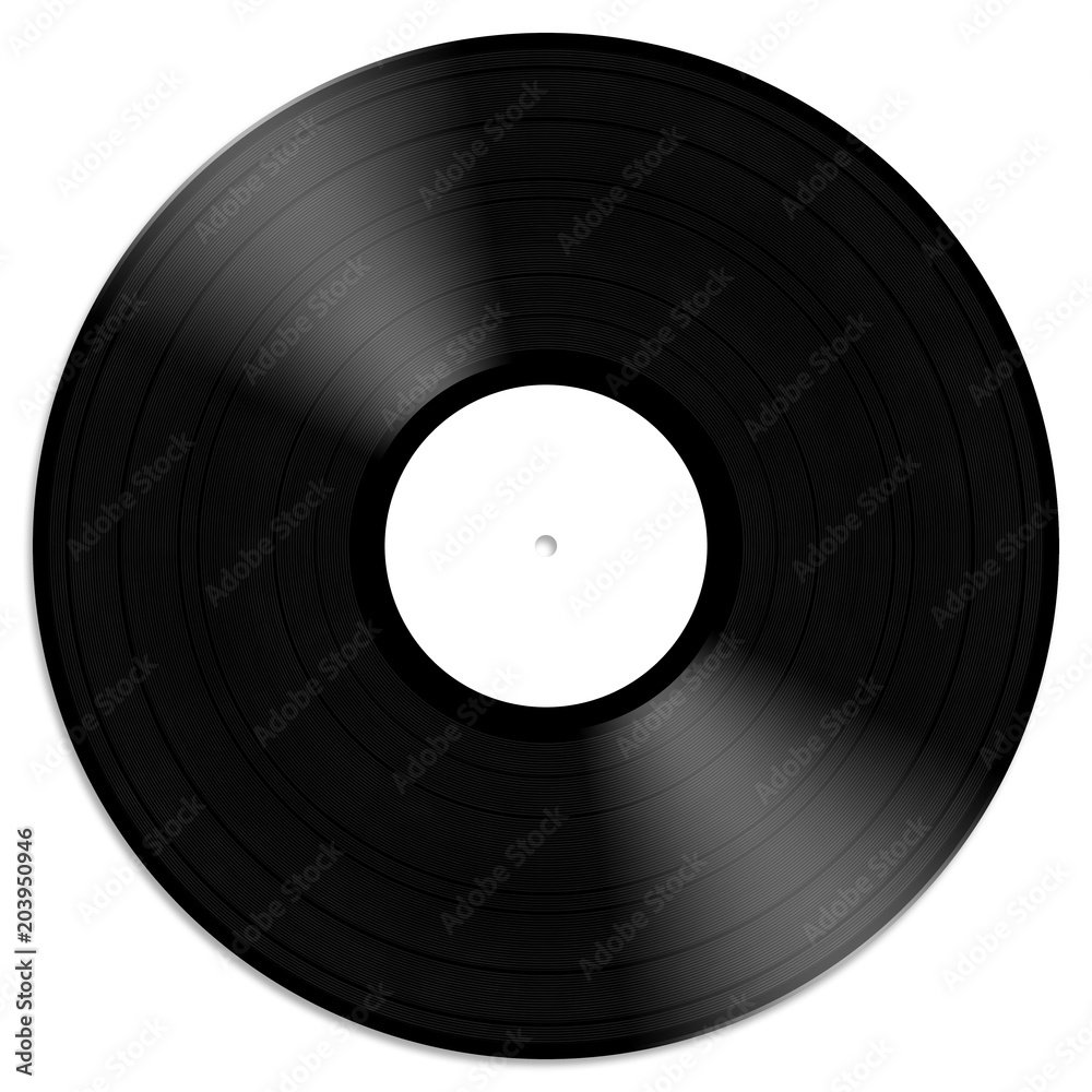 Black vinyl record illustration isolated on white background Black vinyl record illustration isolated on white background