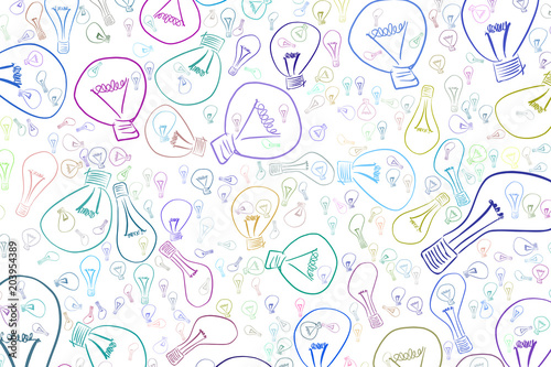 Light bulbs illustrations background abstract, hand drawn. Lamp, set, graphic & sketch.