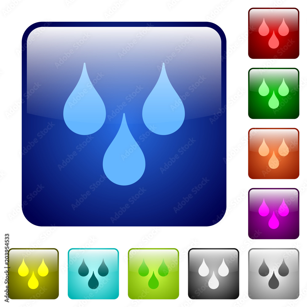Water drops color square buttons Water drops color square buttons