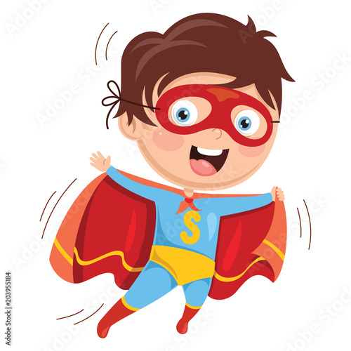 Vector Illustration Of Superhero Kid