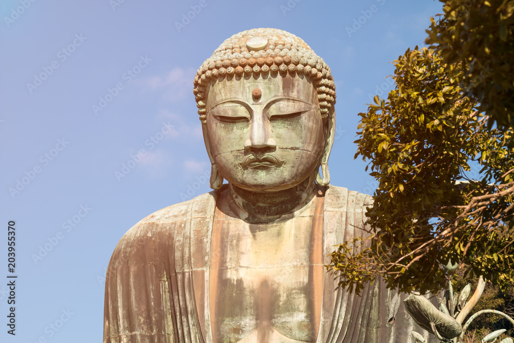 Colse up of Daibutsu statue at Kotokuin Temple; Monumental outdoor