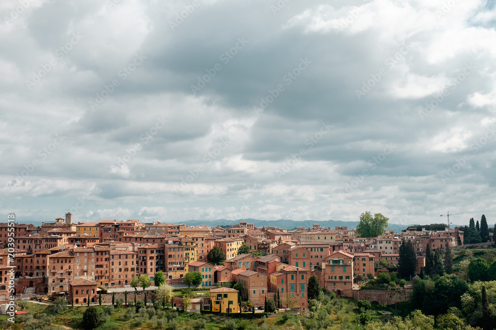 Journey to Italy. sky with clouds over Siena