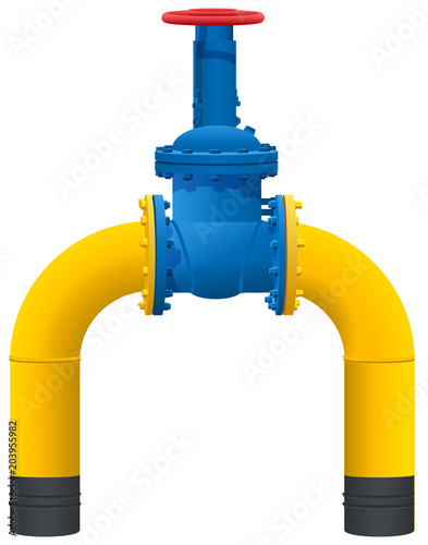 Gas pipeline yellow pipe and large gas faucet