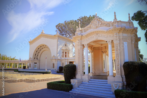 San Diego, California, USA - February 5, 2018: Spreckels Organ Pavilion, is a structure in Balboa Park, San Diego that houses one of the world's largest outdoor pipe organs. photo