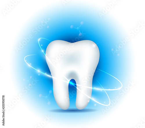 Tooth health care illustration on a beautiful light blue radial background