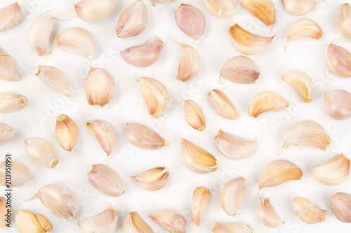 Garlic and onion clove isolated white background