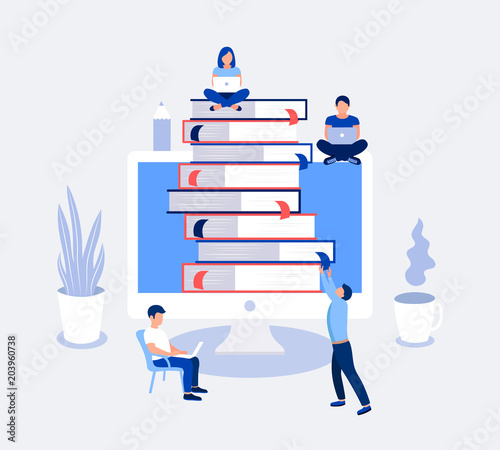 E-learning, online education design concept.