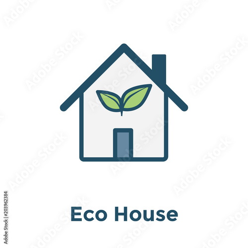 Green Initiatives Ecohouse icon w eco friendly house / plant icon