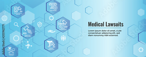 Medical Lawsuits with Pharmaceutical, negligence, & medical malpractice icon set
