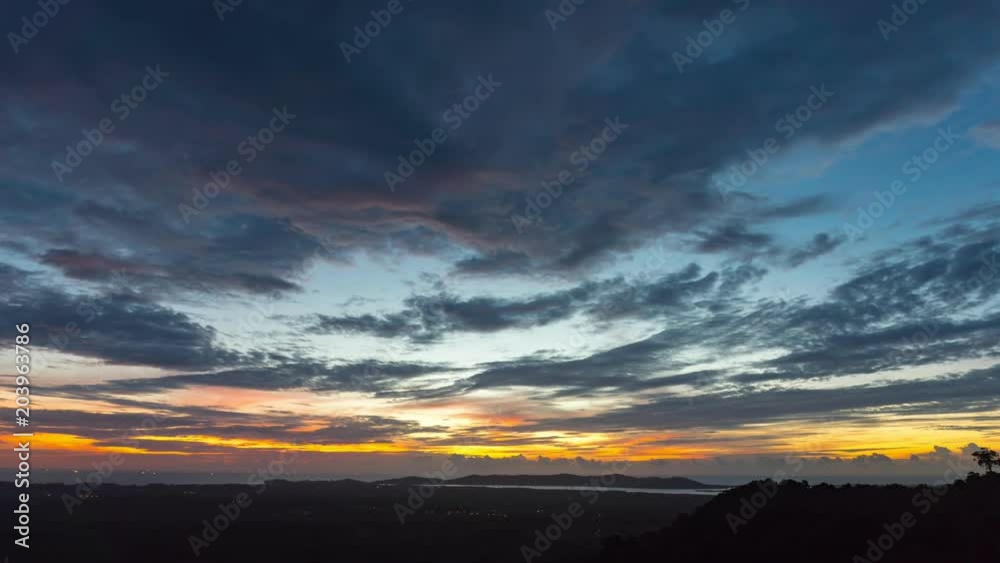 4K Timelapse of dramatic sky and clouds moving over mountain in sunset time